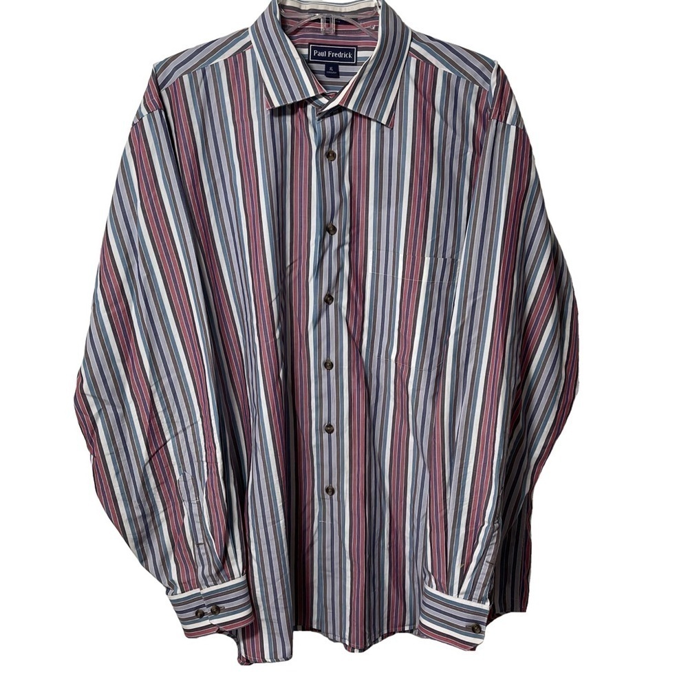 Paul Fredrick Finest Long Staple Cotton Multi-Color Stripe Button Down Collar XL